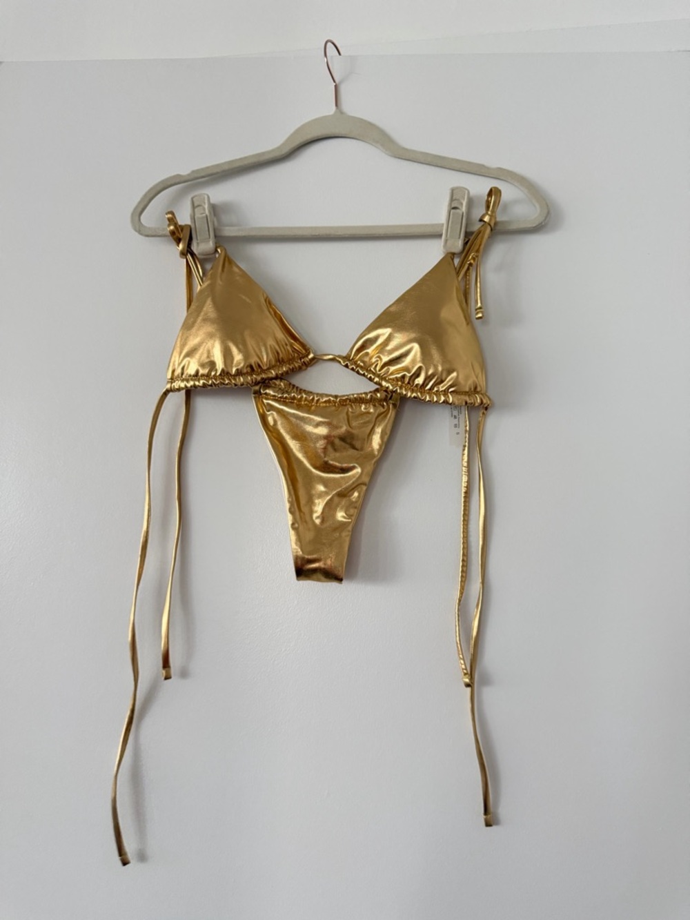 Gold Metallic Triangle Bikini Set - Women Swim